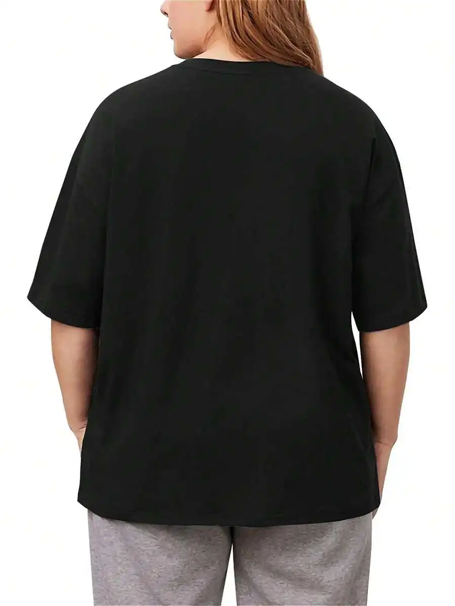 Curvy-Friendly Plus Size Loose Fit Cotton T-Shirt For Women view 5