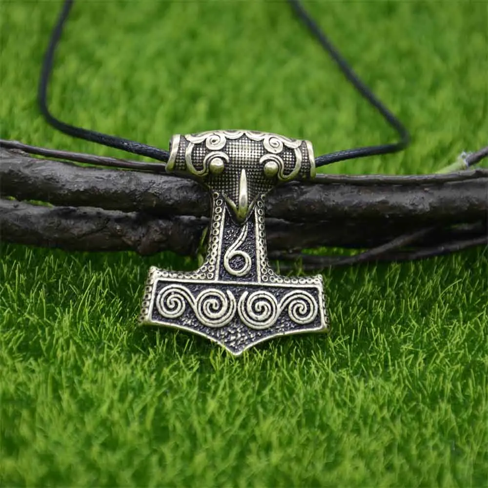 Thor Hammer Mjolnir Jewelry Odin Raven Amulet Talisman Viking Pendant Necklace