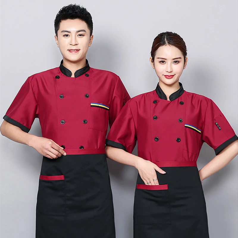 High Quality Chef Jacket Uniform for Kitchen Bakery Coffee Shop Short Sleeve Workwear Breathable Catering Restaurant Clothes