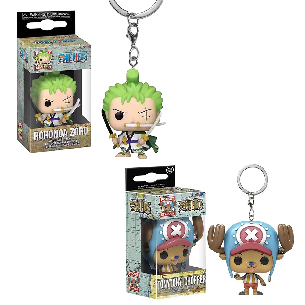 New One Piece Anime Keychains Roronoa Zoro Tony Chopper Cartoon Decoration Key Ring Action Figure Toys for Kids Birthday Gifts