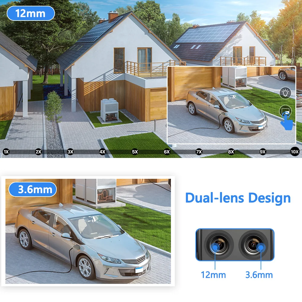 10MP Outdoors Wifi Camera 5K HD Double Lens Security 5G PTZ IP Camera 10X Digital Zoom Lens Human AI Auto Detect Tracking Camera