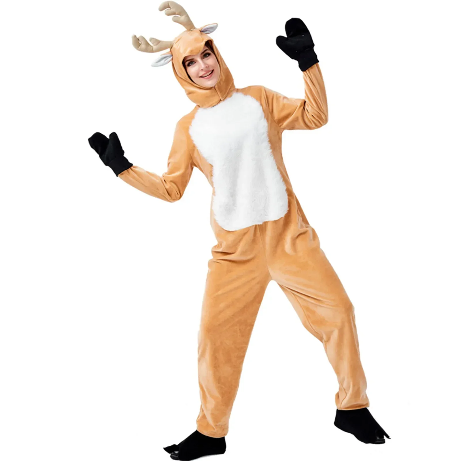 Costume de cerf de renne pour adultes et hommes, combinaison cosplay, Halloween, Pourim, Noël, robe de paupières, vêtements parent-enfant, olympiques unisexes