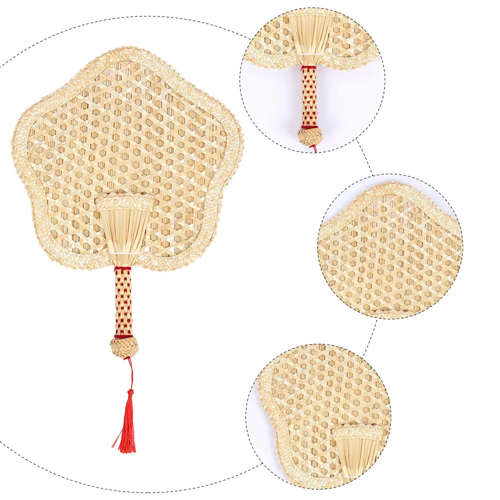 

1 pc Wheat Straw Handmade Woven Natural Cooling Fan For Summer Beach Party Outdoor Use Handheld Decorative Fan Photo Prop Wall