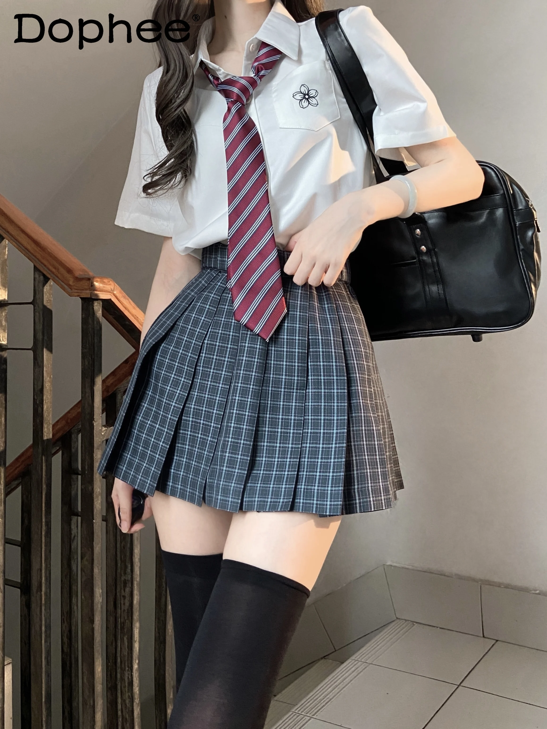 

JK Uniform Plaid Skirt Female Student 2024 Summer New Japanese Preppy Style Pleated Skirt High Waisted Mini Skirt Women Clothing