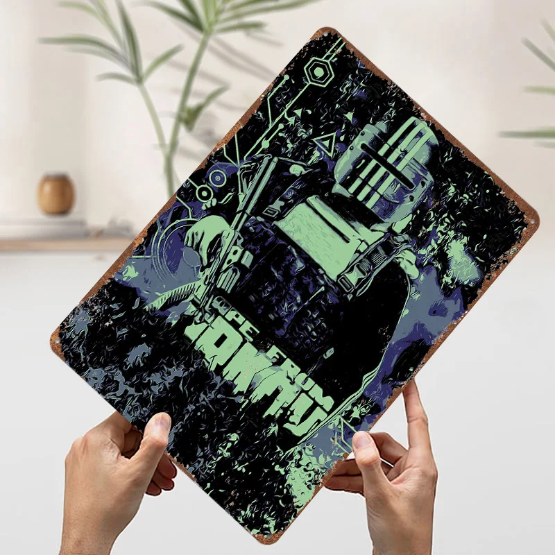 الهروب من Tarkov المعادن المشارك تين علامات خمر الديكور الداخلي في المنزل علامة معدنية مخصصة لجدار الفن الديكور رجل الكهف