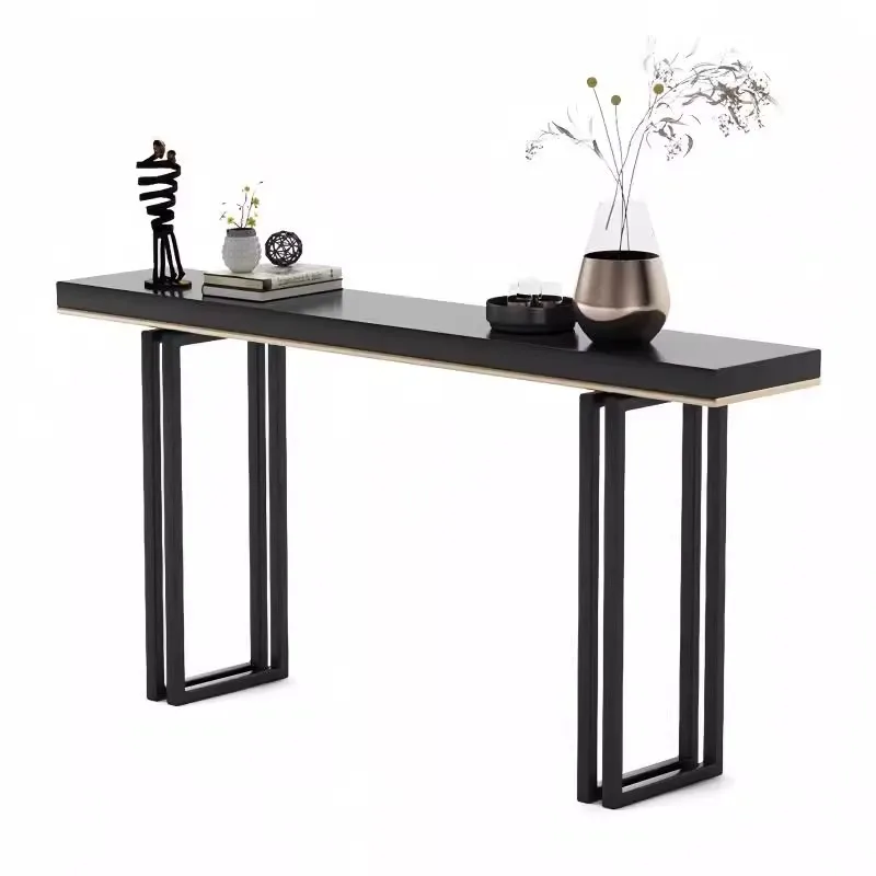 Medieval entrance table Solid wood opposite the door entrance against the wall Narrow Modern simple end view t