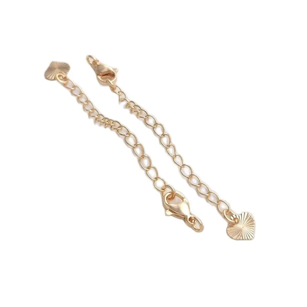 14K Gold Plated Tail chain Water drop heart extension chain handmade DIY bracelet necklace extension chain accessories - Image 6