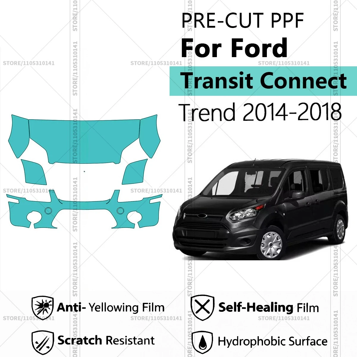 Pre-Cut Paint Protection Film PPF Transparent Car Film Professional Automotive PPF For Ford Transit Connect Trend 2014-2018