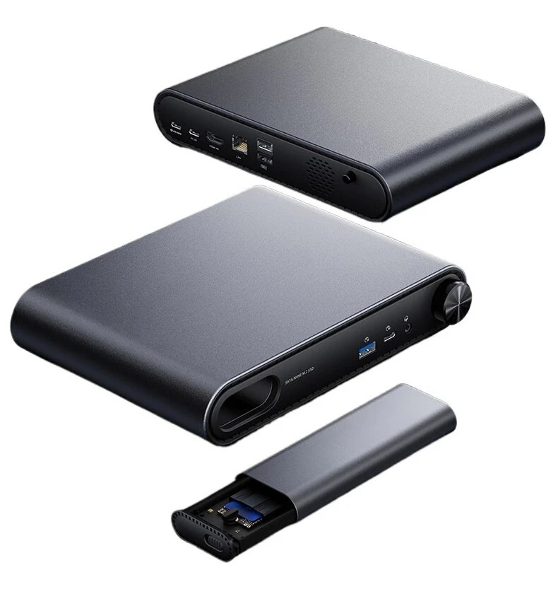 Type-C Docking Station Detachable M.2 NVMe Dual Bay SSD Enclosure USB 3.2 10Gbps Tool-Free External Case Offline Clone  Laptop