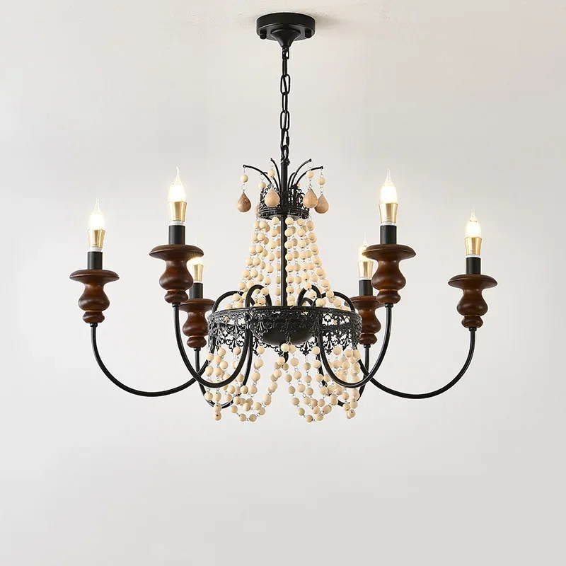 French retro chandelier black high-end crystal living room light American medieval restaurant bar