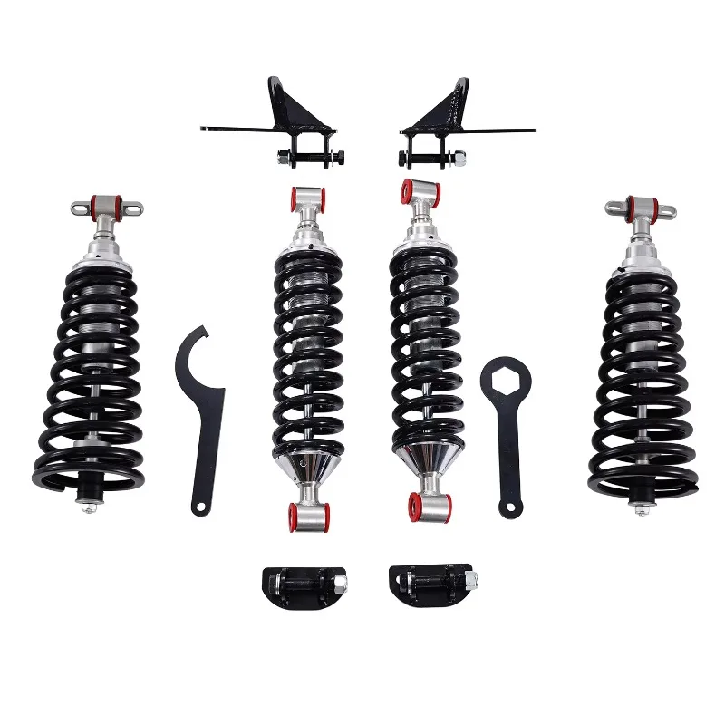 Black Adjustable 500LB Front Coilover 230Lb Rear Conversion Kit for 1978-88 GM G-Body SBC Chevy Buick Olds GMC
