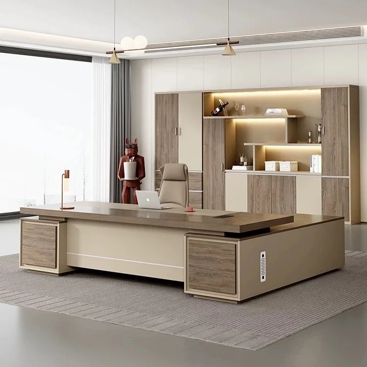 

-Bestseller Wooden Office Table Suppliers MDF Board L Shape Executive Office Table Design Antique Desk