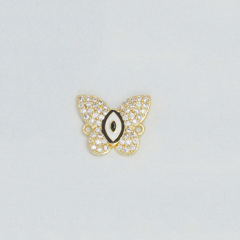 10Pcs Pave Inlay Zircon Enamel Butterfly Connector Diy Charm Necklace Bracelet Making Brass Jewelry Fine Gift Hollow Accessories