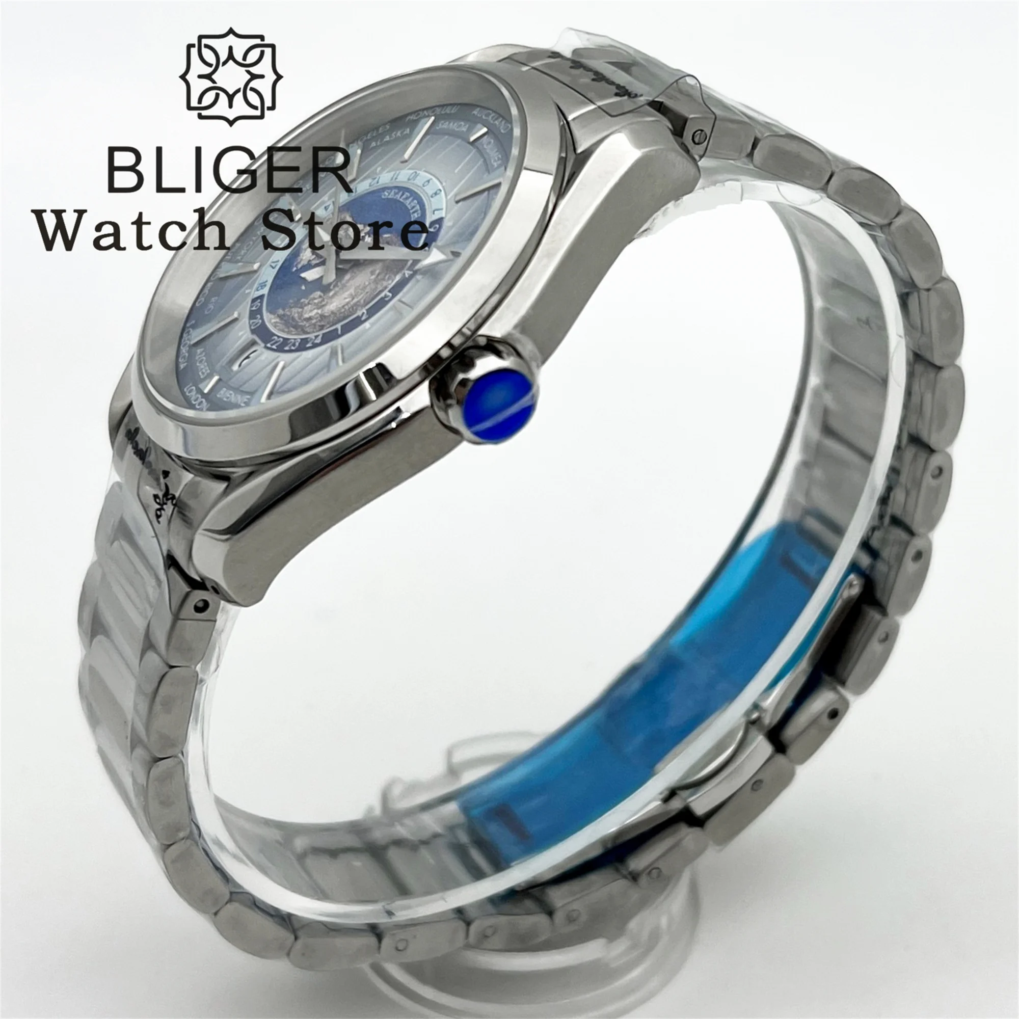 ساعة ميكانيكية بليجر أوتوماتيكية للرجال ، كريستال ياقوتي فاخر ، ساعة 6 بوصة ، تاريخ عميق مقاوم للماء ، ساعة ستانلس ستيل ، NH35 ، 40 way