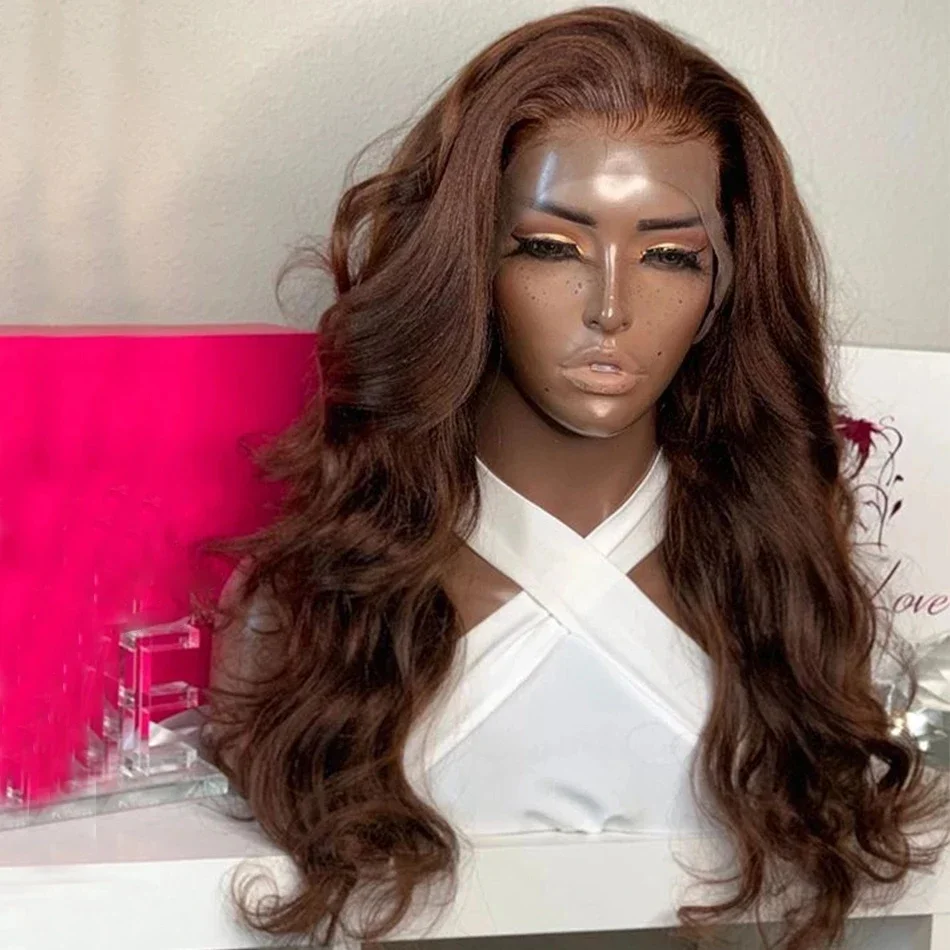 

Glueless Soft Brown Body Wave 28 inch 200% 5x5 Silk Base Jewish Human Hair Wig With Baby Hair HD Lace European Hair Preplucked