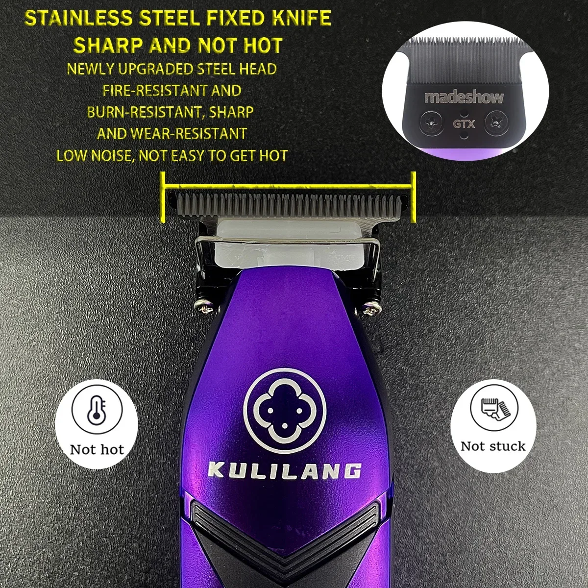KULILANG R77F R55F R11F Professional Barber Gradient Electric Hair Clipper Titanium Plated FADE Blade 7200rpm Hair Salon Trimmer image 5