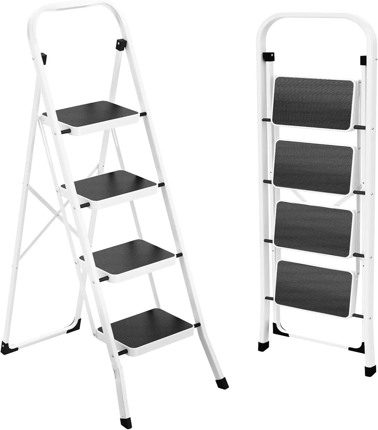 

Foldable Step Stool with Anti-Slip Pedal, 330 lbs Capacity for Kitchen and Home Use in White