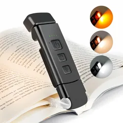 Luz de lectura portátil recargable por Usb, 3 colores, 5 brillos, Clip regulable, luz de lectura nocturna, lámpara de lectura de cama