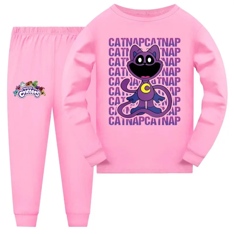 Smiling Critters Catnap Kinderen Pyjama Kids Set Baby Meisjes Trainingspak Tienerjongens T-shirt met lange mouwen Top Broek Nachtkleding Pak