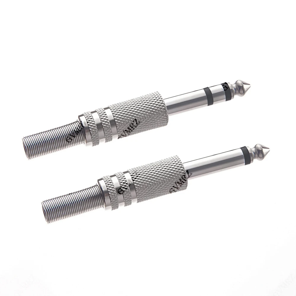 2PCS 6.5mm/6.35mm 2Pole Mono Amplifier Plug 6.35 Stereo Metal Microphone jack plug-in Audio Connector for KTV Gilding/Nickel