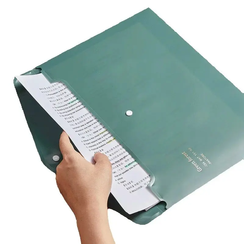 1pc A4 File Holder Random Retro Color Snap Folder Storage Bag Subject Classification File Bag Desktop Organizer Paper Storage