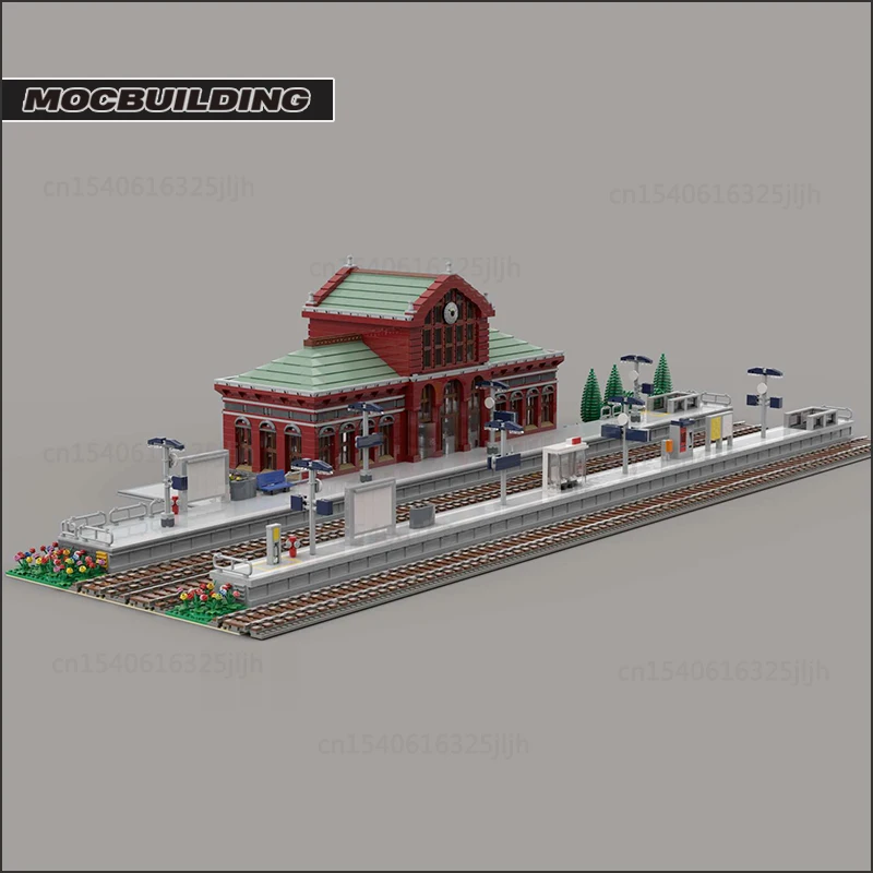 Zentrale Station Moc Bausteine Stadt Zug Modulare Gebäude Architektur DIY Montage Modell Sets Sammlung Spielzeug Weihnachten Geschenke