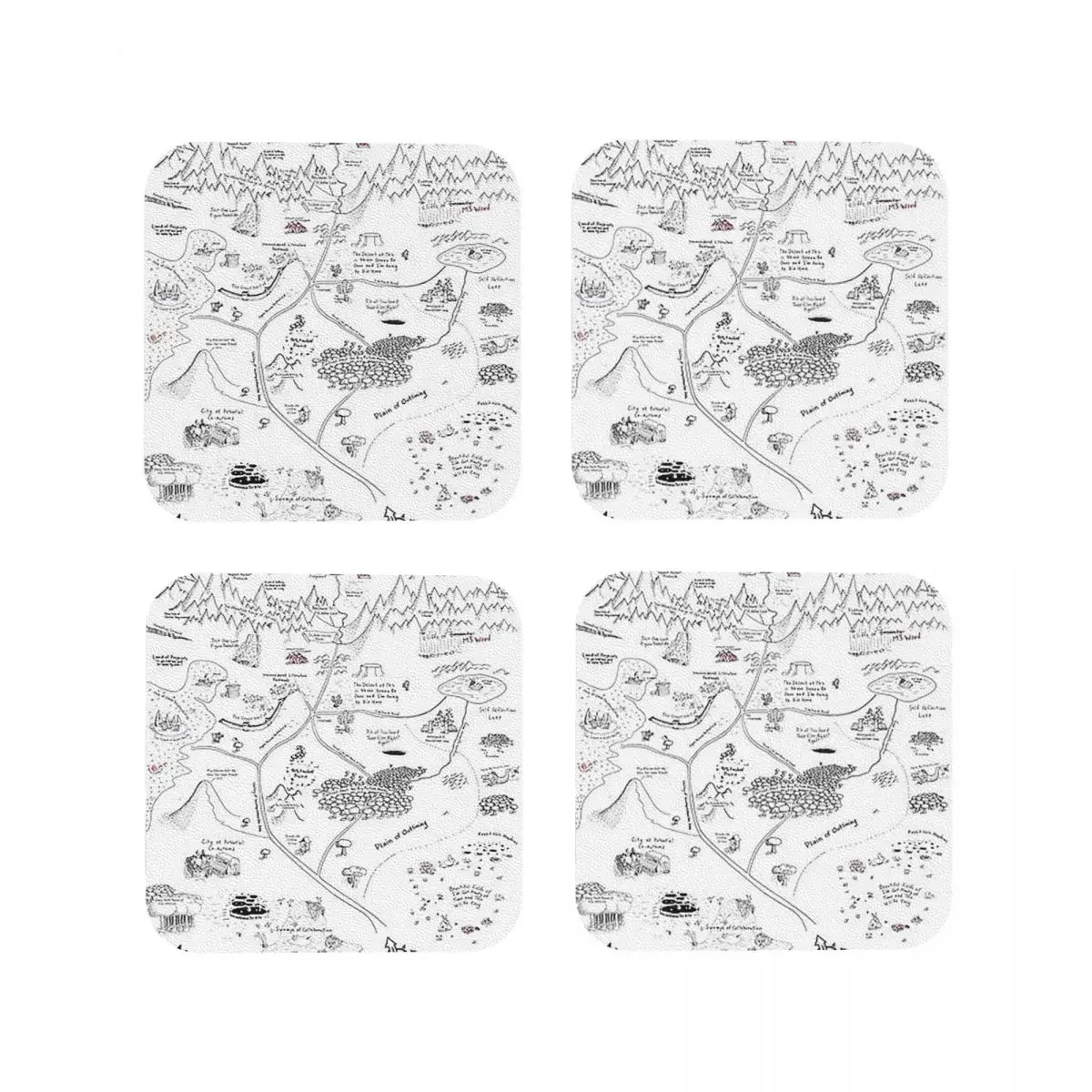 The Map Of Manuscript Earth Coasters Kitchen Placemats Waterproof Insulation Cup Coffee Mats For Home Tableware Pads Set of 4