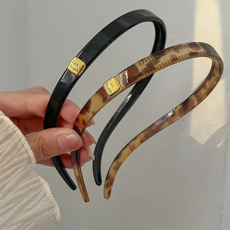 Leopard Print Eyeglasses Shape Headband For Women Summer Non Slip Retro Forehead Hair Accessories
