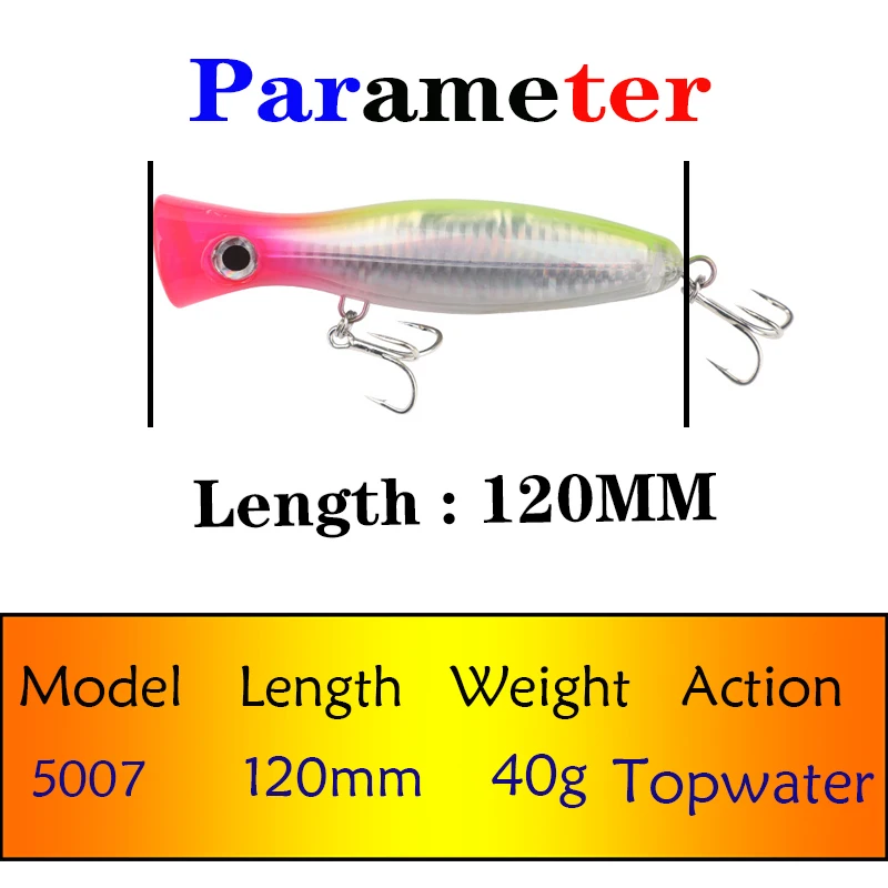 120mm 40g Testar Floating Popper Bait Long Casting  Artificial Wobblers Topwater Lure Trolling Whopper Saltwater Fishing Lures view 2