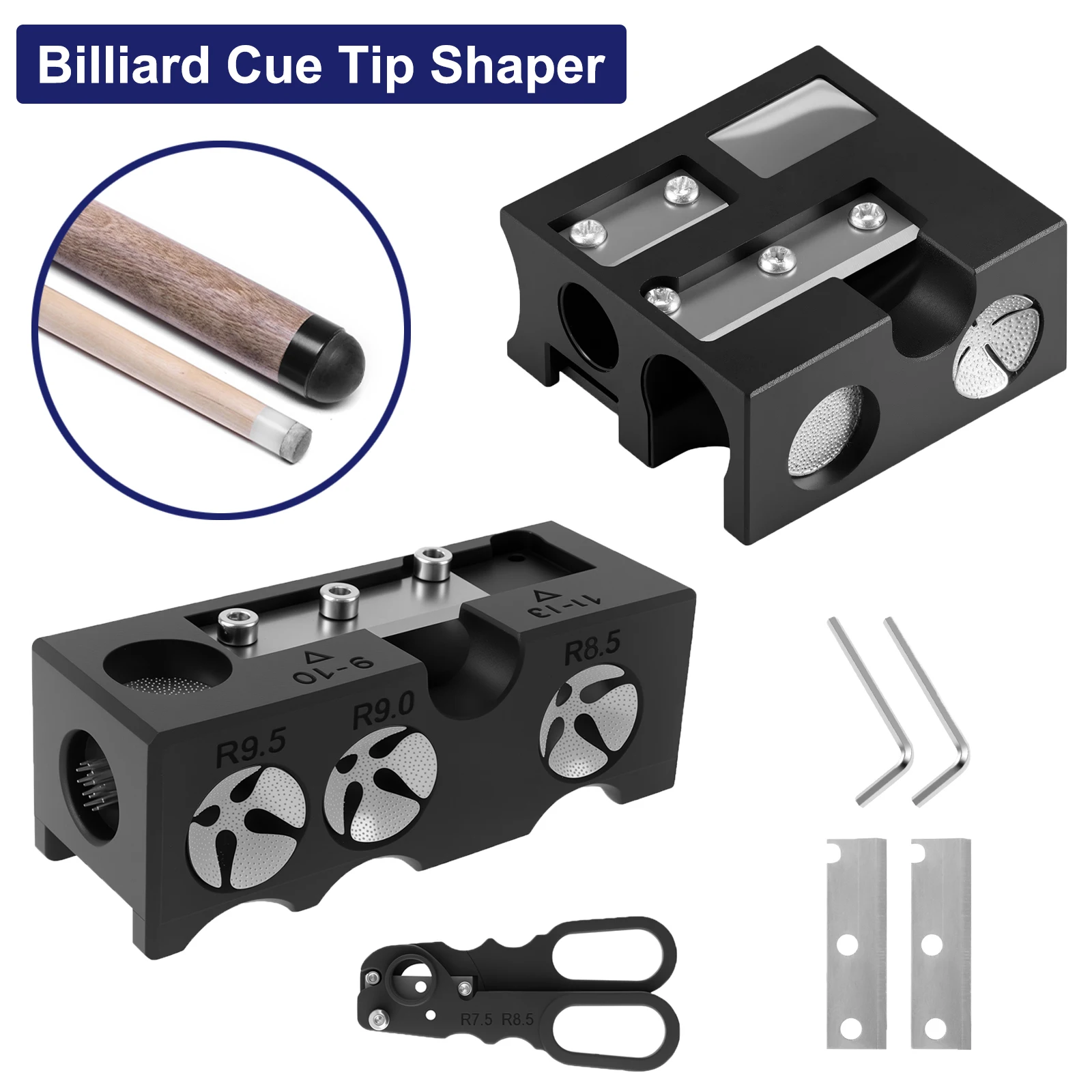 

11 In 1 Billiards Cue Head Shaper Multi-function Pool Cue Tip Grinder Protable Billiard Cutting Repair Tool Billiard Accessories