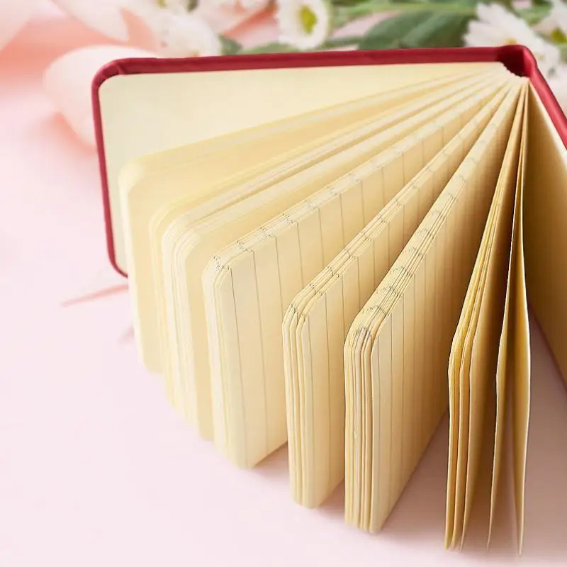 Loose Leaf Vintage Notebook Retro Line Pattern Red Black Brown Available High Beauty for Teenager Diary Journaling Gift