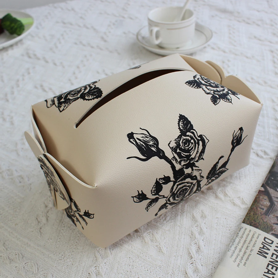 1pcs simple tissue storage box double-sided leather tissue box waterproof moistureproof foldable drawer box