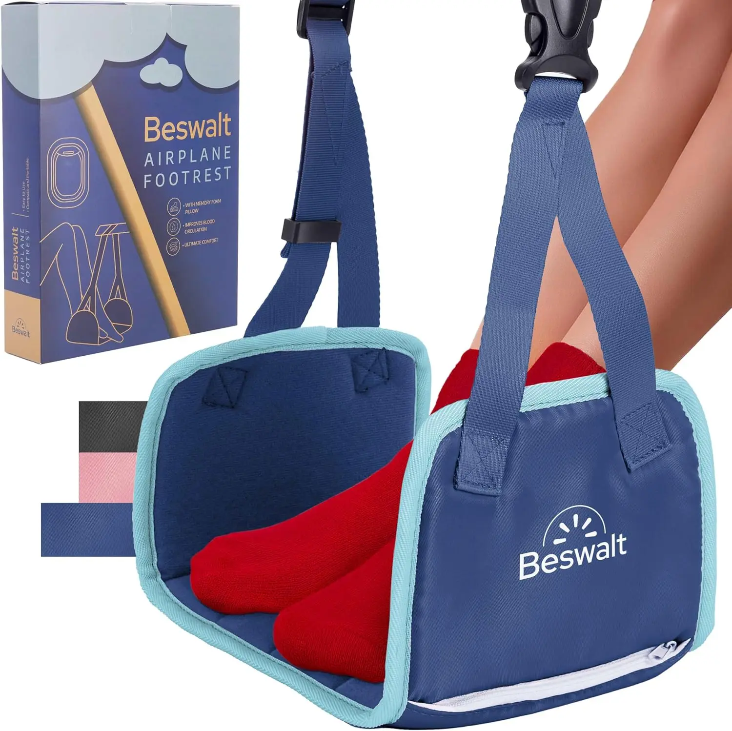 

Portable Airplane Foot Hammo For Plane Travel With Memory Foam & Hardboard For No Feet Or Leg Clashing - Long Flight Air Travel