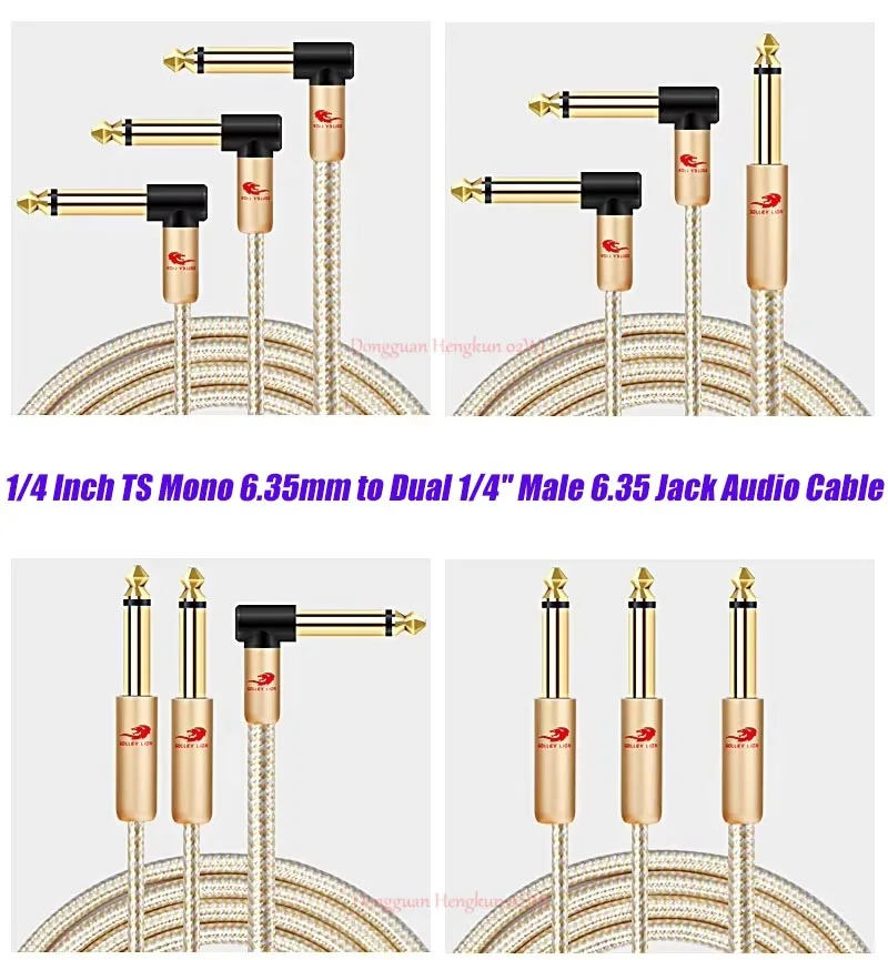 

1/4 Inch TS Mono 6.35mm to Dual1/4'' Male 6.35 Jack Audio Cable for Mixer Console Synths Studio Guitar Amplifier Shielded Cords