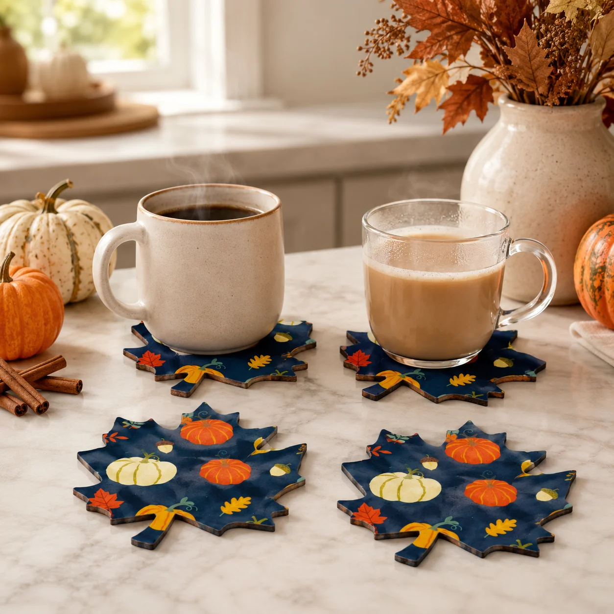 Juego de 4 posavasos de madera - Coffee Tea Leaf reseña y precio