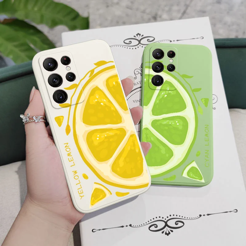 Fresh Lemon Phone Case For Samsung Galaxy S25 S24 S23 S22 S21 S20 Ultra Plus FE S10 S9 S10E Note 20 ultra 10 9 Plus Cover