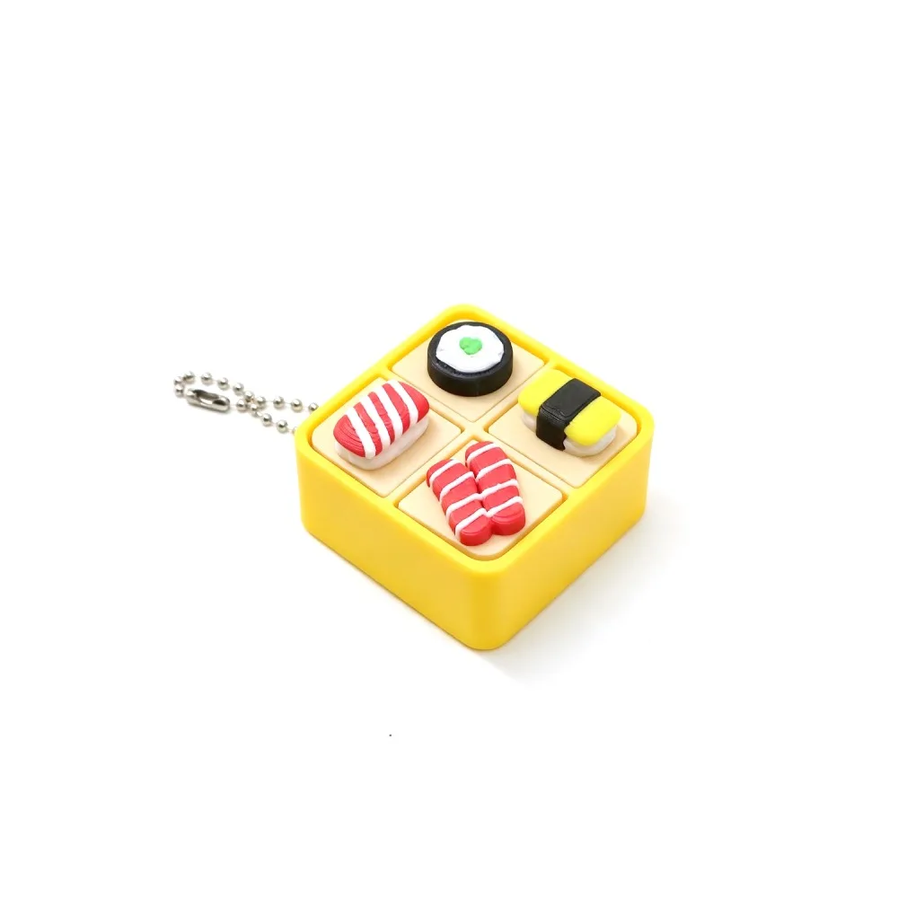 3D Printed Sushi Box Fidget Clicker Keychain Japanese Food Style Crisp Click 4 Grid Box Fidget Pendant Cartoon Mechanical Switch