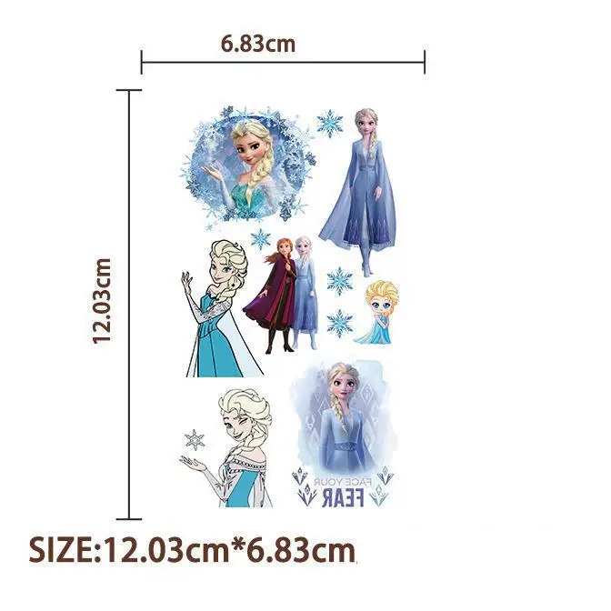 10Pcs/set Disney Princess Frozen Temporary Tattoo Stickers Cute Stitch Mickey Children Tattoo For Kids Funny Birthday Gift