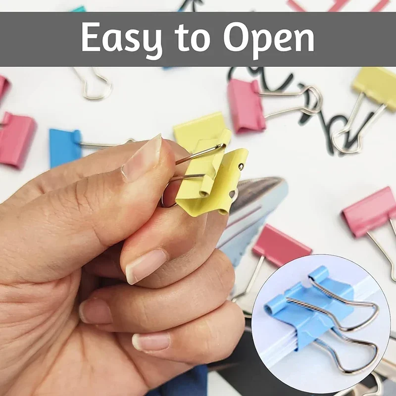 Clip per raccoglitori in metallo da 50 pezzi Clip per carta colorata per file Mini 15 mm utilizzata per libri Clip per cancelleria Forniture per ufficio scolastico