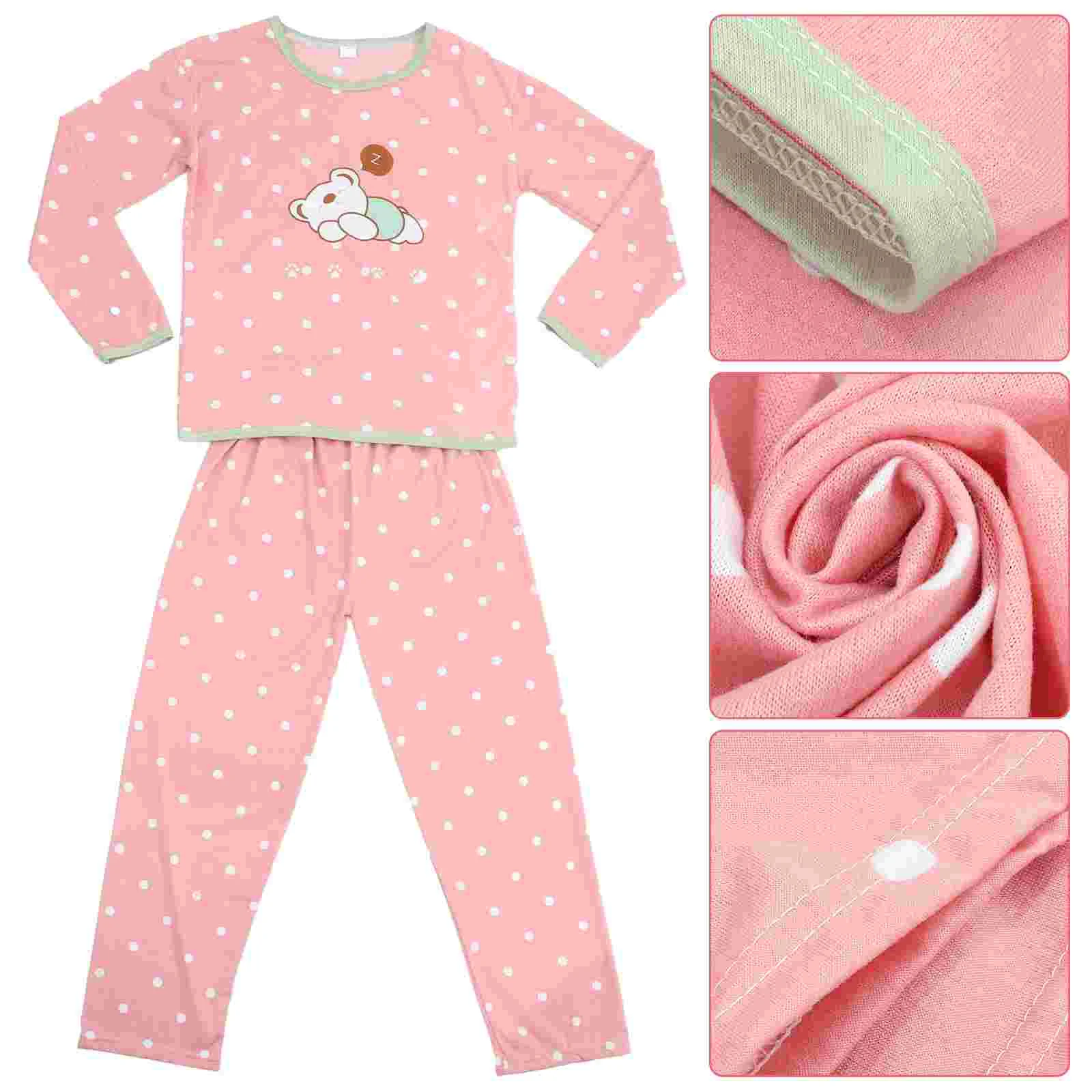 

Cartoon Long Sleeve Pajamas Set Autumn Nightwear Cotton Loungewear Homewear Suit for Women Size M (Sleeping Bear)