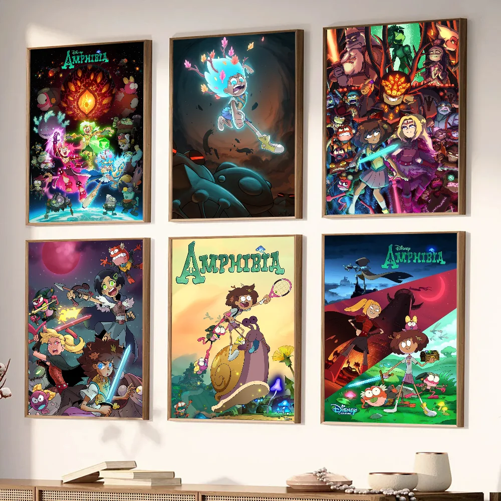 1PC Disney Animation Amphibia Poster Stickers Art Wall Murals Decor Game Room Decor Gifts Kawaii HD Painting Cat Cars