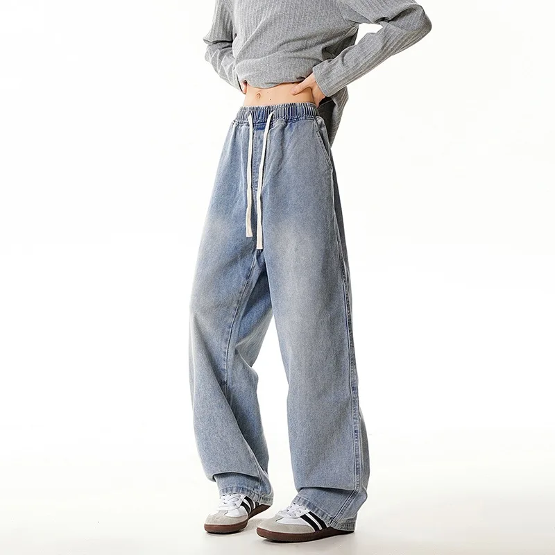 Men's Simple Washed Denim Pants 2026 Spring and Autumn Fashion Solid Color Straight Leg Loose Male Casual Versatile Jeans