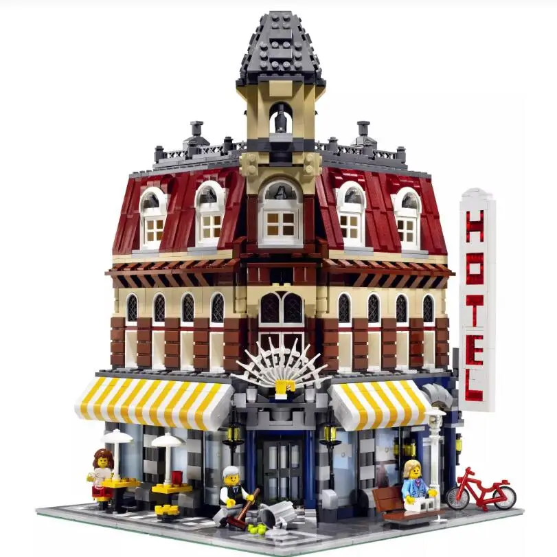 In Stock Compatible 10182 15002 Cafe Corner House Building Blocks Bricks Model StreetView Kids Education Toy kids Birthday Gifts