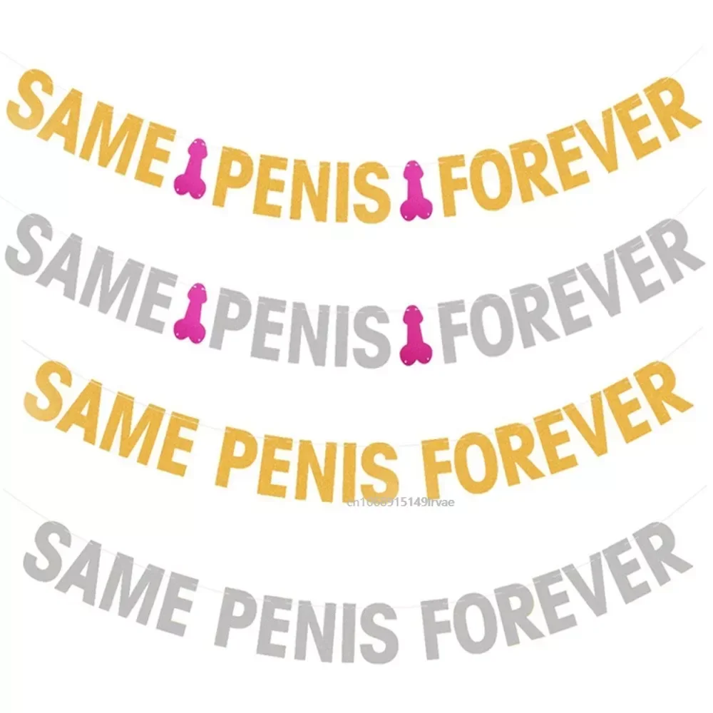 Gold SAME PENIS FOREVER Banner Hen Banner Bachelorette Party Decorations Garland Hen Bunting Flags Party Supplies