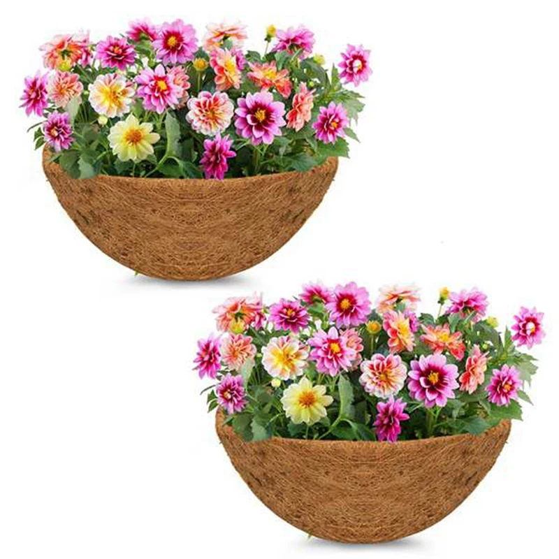 14 Inch Coconut Liners For Planters,Natural Coco Coir Basket Coco Replacement Liners For Hanging Basket Planters Flowers