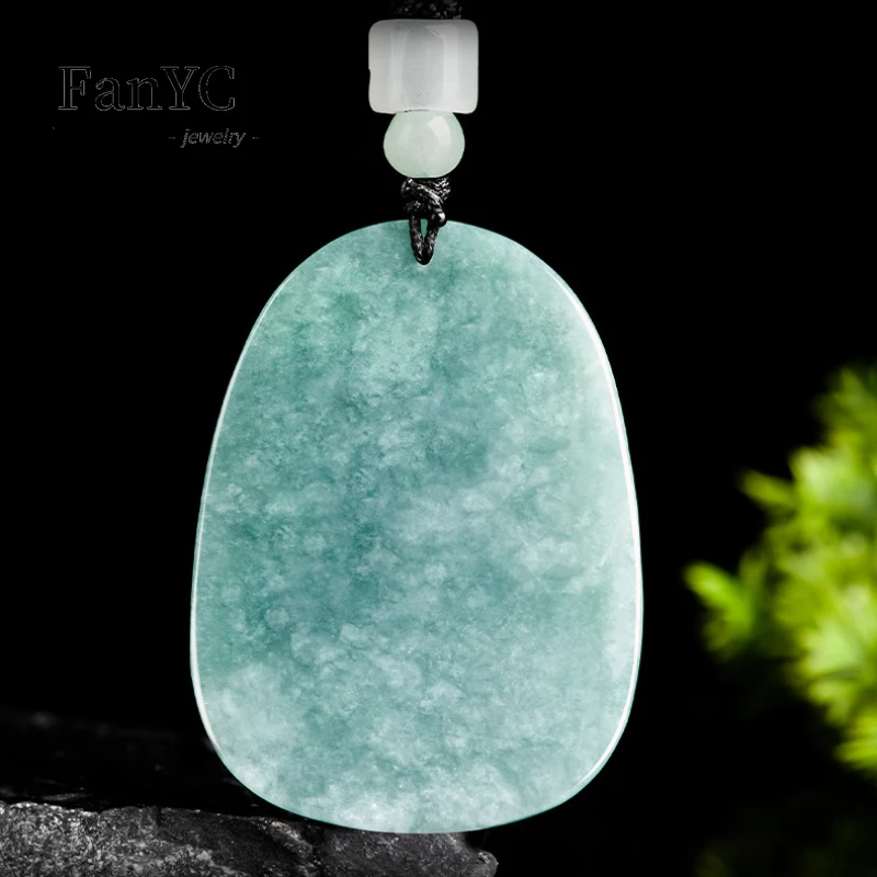 Myanmar Jadeite Blue Water Thousand Hands Guanyin Pendant Hand-carved Exquisite Fashion Ice Jade Necklace Men Women Holiday Gift