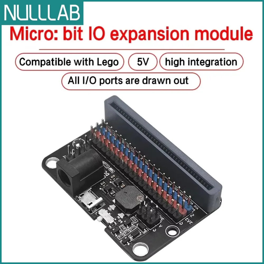 NULLLAB Microbit Expansion Board Horizontal  With On Board Passive Buzzer GPIO  IOBIT 5V Supports Scratch Python