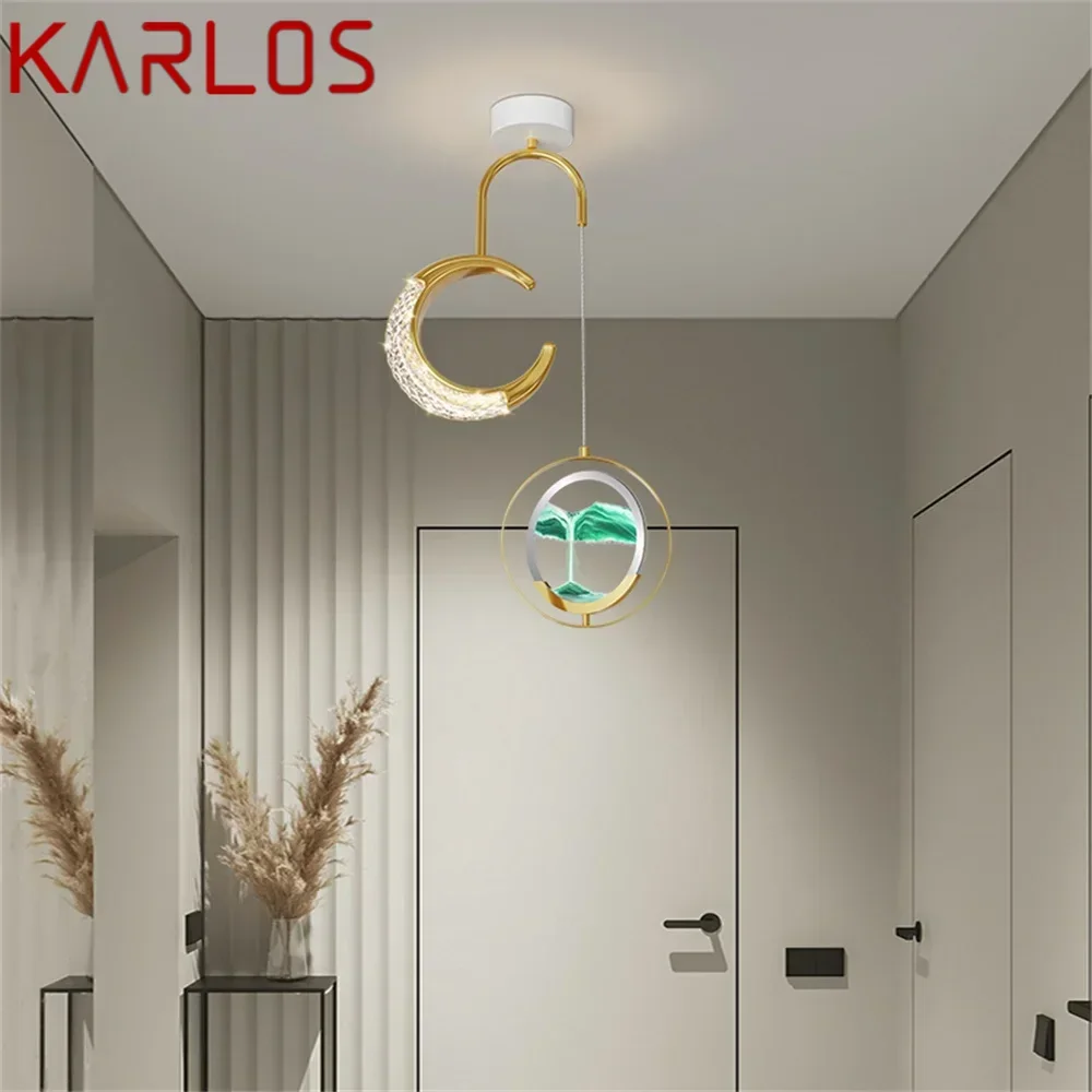 KARLOS Contemporary Gold Pendant Lights LED Creative Hourglass Hanging Lamp for Home Aisle Decor Fixtures