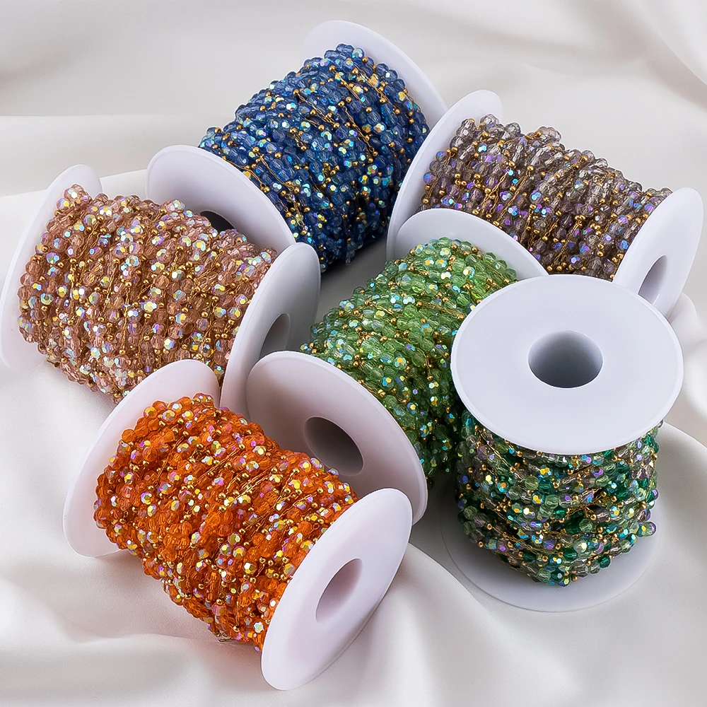 1 미터 스테인레스 스틸 비즈 체인 쥬얼리 만들기 DIY 여성 팔찌 목걸이 쥬얼리 크리스탈 공 페르시 체인 액세서리