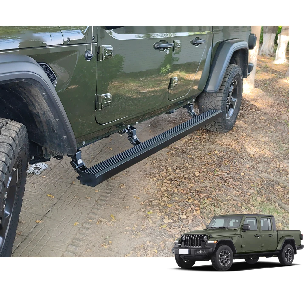 

Jeep Gladiator Super Price LED Lights Car Padel SideSteps Electric Retractable Running Boards for 2023 Jeep Gladiator